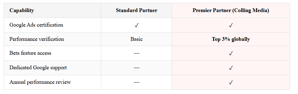Google Premier Partner vs. Standard Google Partner